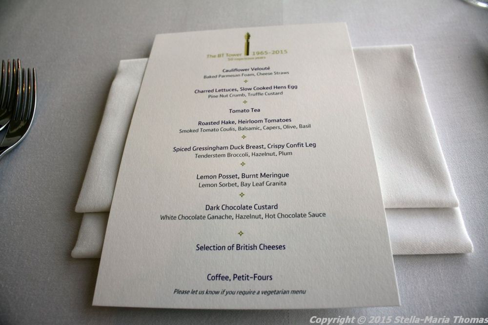 BT TOWER 50TH BIRTHDAY, MENU 009