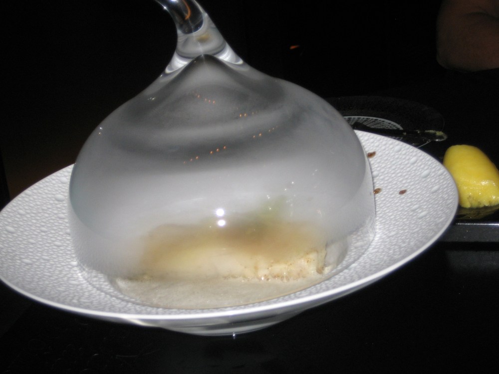 ROBUCHON AU DOME, ROASTED TURBOT WITH CELERY RAGOUT, CONFIT CHESTNUT AND CHATEAU CHALON EMULSION 019