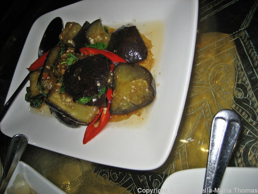 CRAZY BEAR, STADHAMPTON, CHAR-GRILLED EGG PLANT, BLACK BEAN SAUCE 017