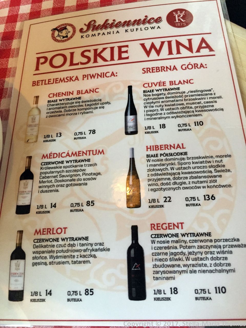CAFE SUKIENNICE, WINE LIST 003