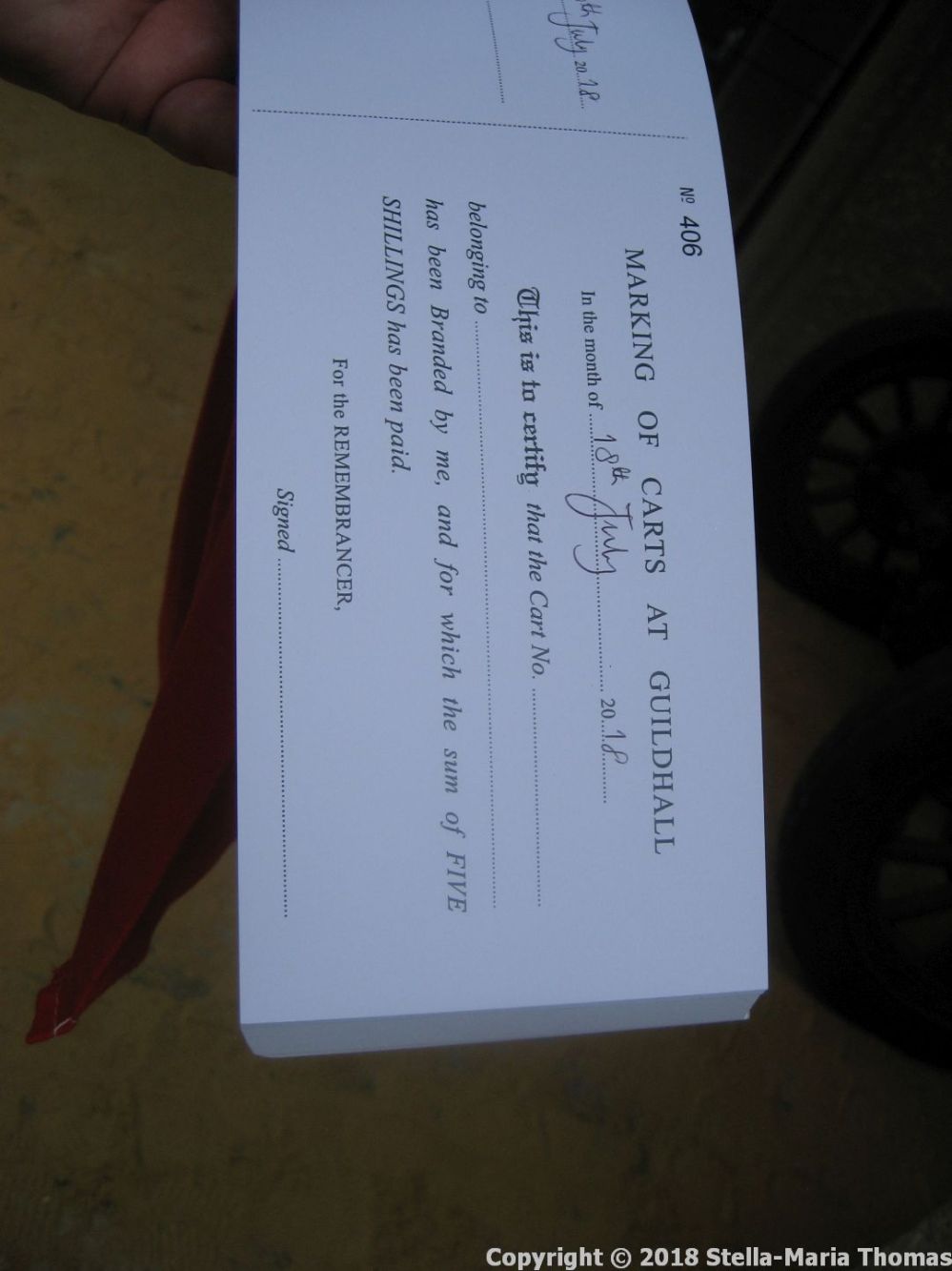WORSHIPFUL COMPANY OF CARMEN, CART MARKING 2018 139